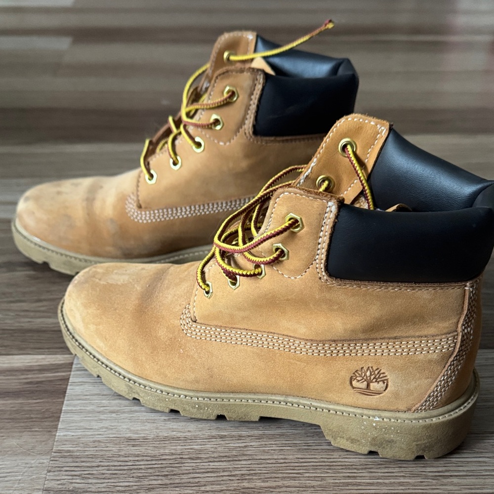 Timberland Wheat Nubuck Boots with Black Collar